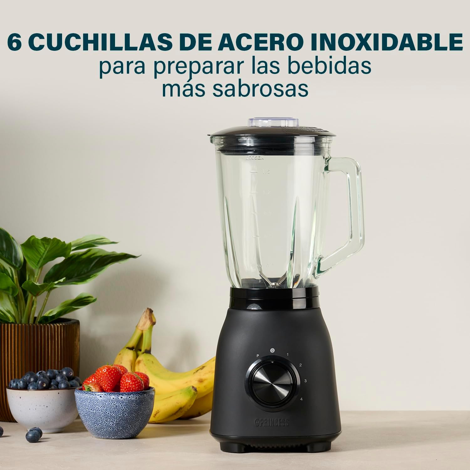 Batedeira de copo Princess Black Steel 212092/ 1000W/ 4 Velocidades/ Capacidade 1.5L - Imagem 2