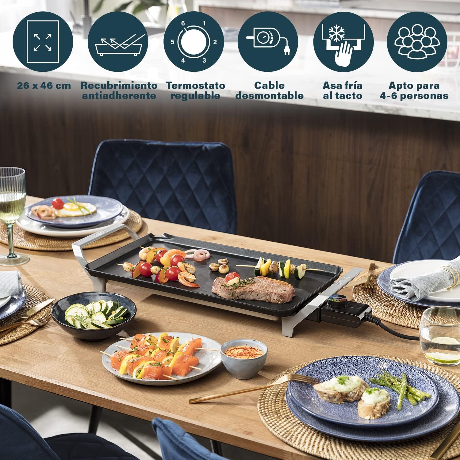 Placa de Grelhar Princess Table Chef Premium XL 103110/ 2500W/ Tamanho 460*260mm - Imagem 4