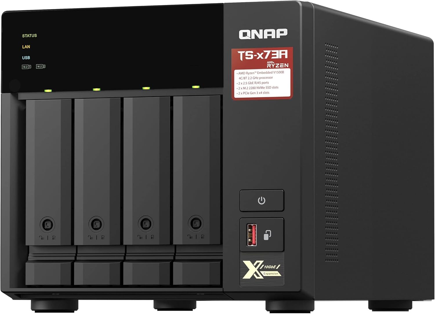 NAS QNAP TS-473A-8G/ 4 Baias 3.5"- 2.5"/ 8GB DDR4/ Formato Torre