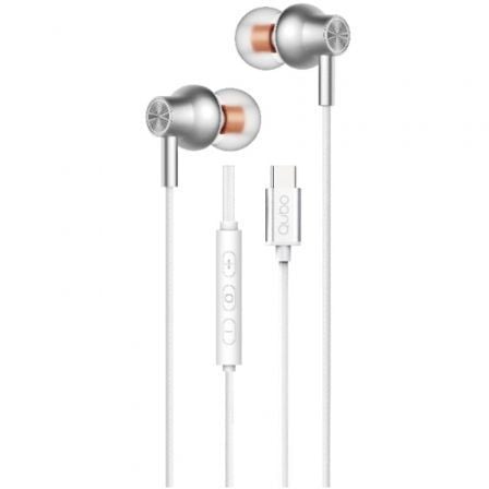 Auscultadores Intra-auriculares Qubo AU-300C/ com Microfone/ USB Tipo-C/ Brancos