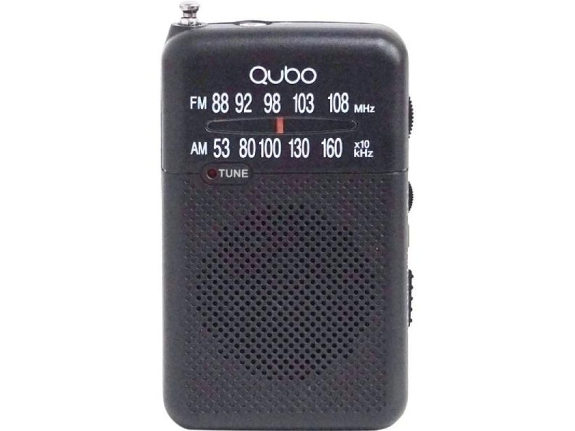 Rádio Portátil Qubo R-S1/ com Cabo/ a Pilhas/ Preto