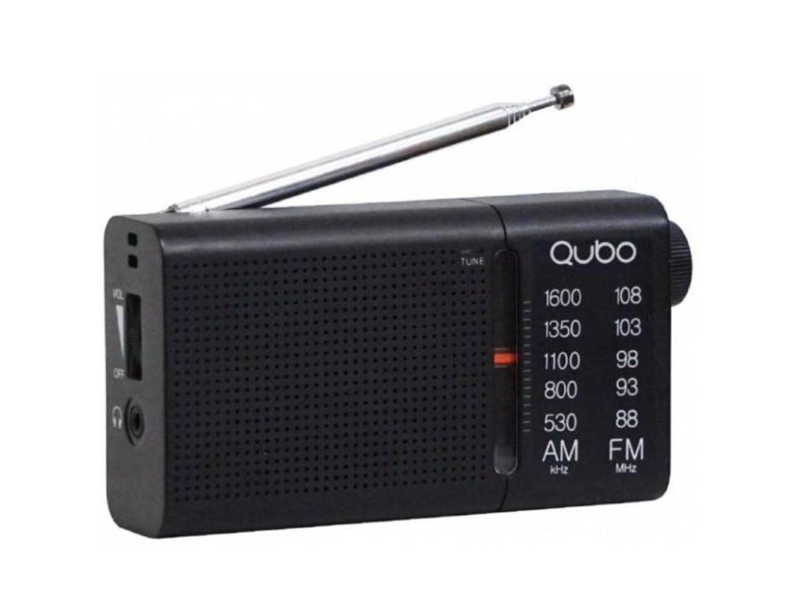 Rádio Portátil Qubo RS-2/ com Cabo/ a Pilhas/ Preto
