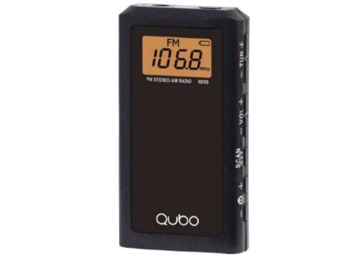 Rádio Portátil Qubo RD-10/ com Cabo/ a Pilhas/ Preta