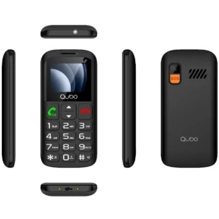 Telemóvel QUBO P-186BKC 4G para Seniores 1.77" 48MB/128MB Botão SOS USB-C com Base de Carregamento Preto