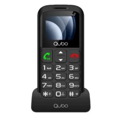 Telemóvel QUBO P-186BKC 4G para Seniores 1.77" 48MB/128MB Botão SOS USB-C com Base de Carregamento Preto - Imagem 2