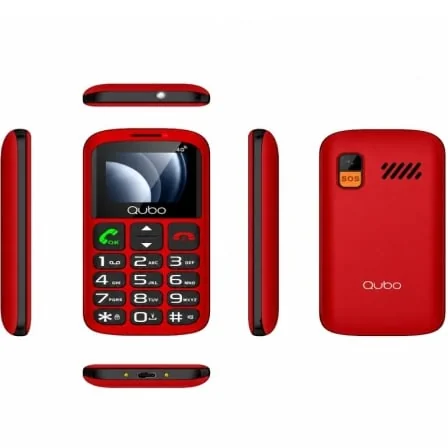 Telemóvel QUBO P-186RD 4G para Seniores 1.77" 48MB 128MB Botão SOS USB-C Vermelho