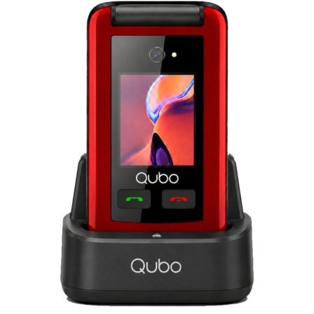 Telemóvel QUBO X-247RDC 4G para Seniores Dual Screen 2.4" SOS Base de Carregamento Vermelho