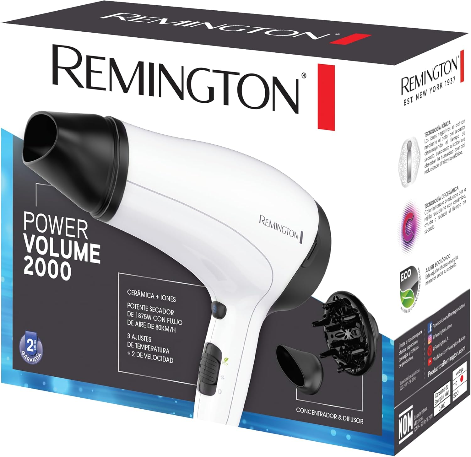 Secador Remington Power Volume 2000/ 2000W/ Iónico/ Branco - Imagem 7
