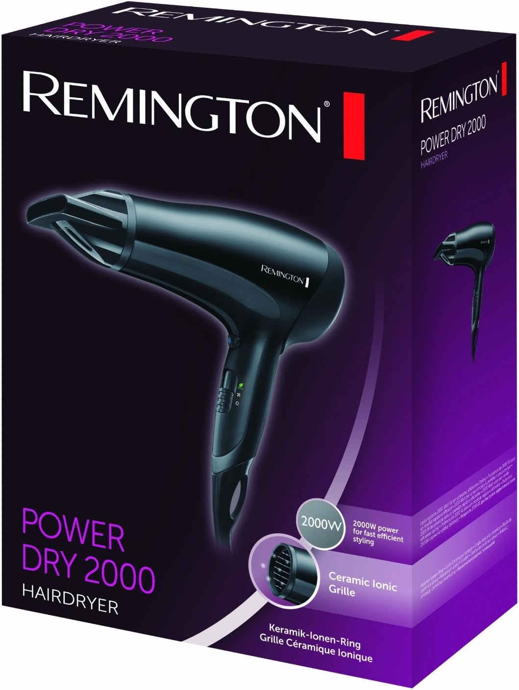 Secador Remington Power Dry 2000 D3010/ 2000W/ Iónico/ Preto - Imagem 2