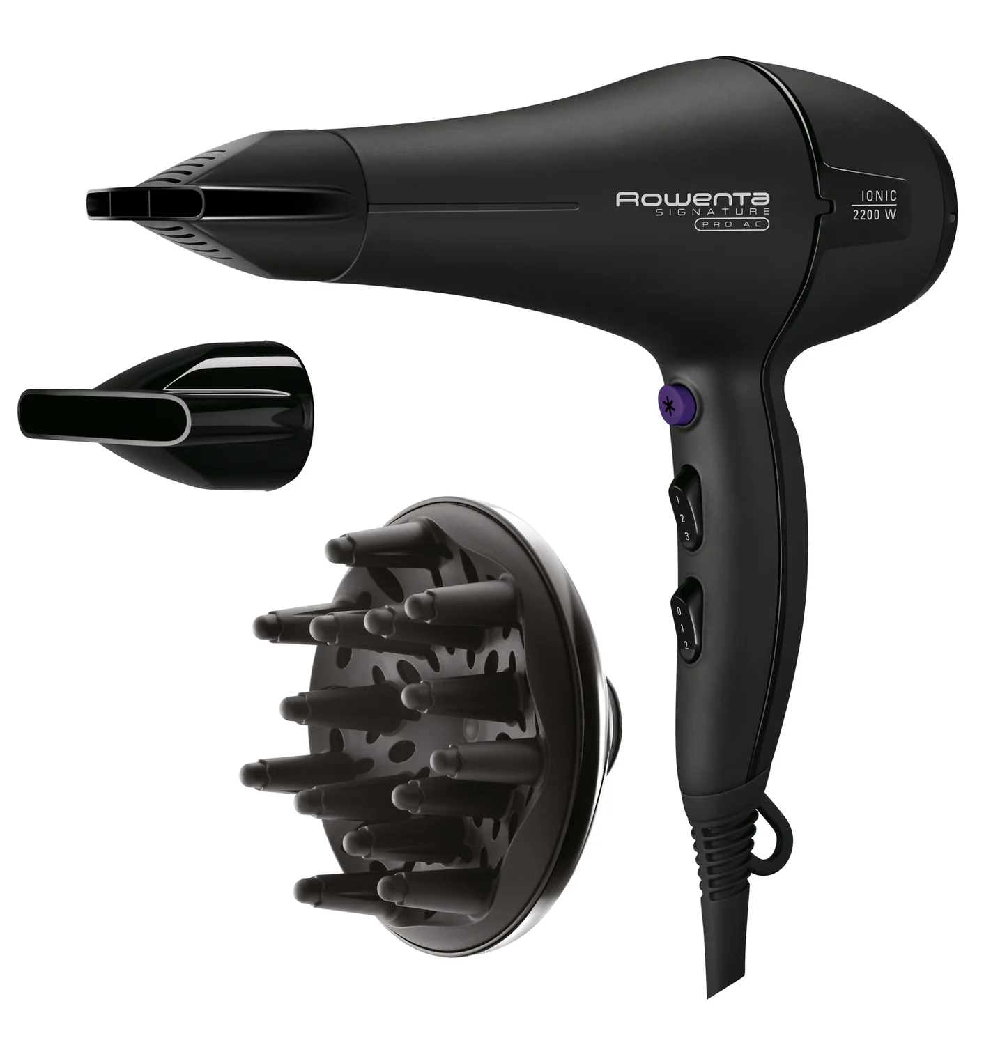 Secador de Cabelo Rowenta Signature Pro AC CV7840 2200W Motor AC Iónico 100km/h Preto - Imagem 2