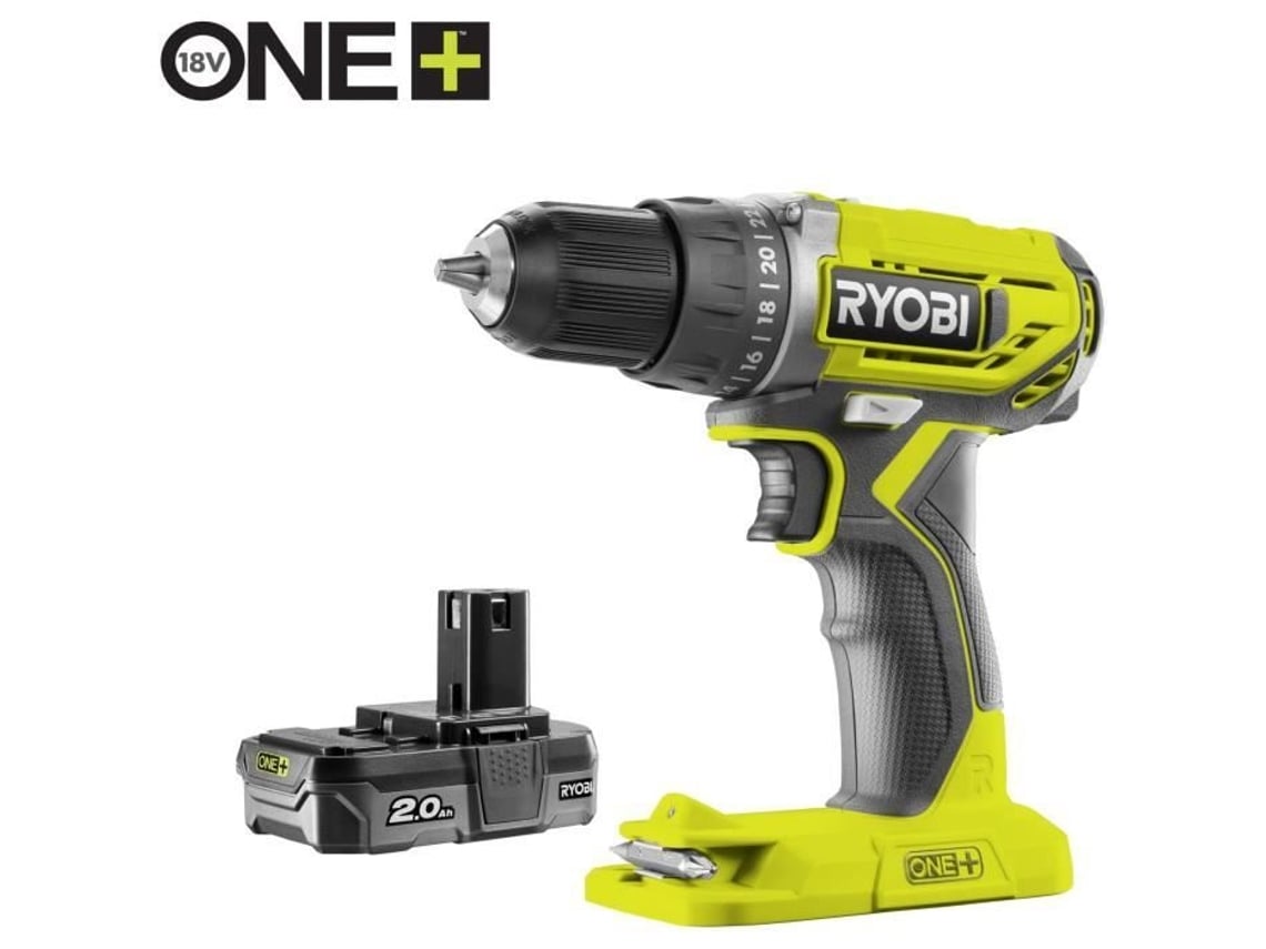 Berbequim Aparafusador Sem Fio Ryobi ONE+ R18DD2-220S/ 2 baterias 18V 2,0 Ah/ Carregador 1,5 A/ Mala de Transporte - Imagem 3