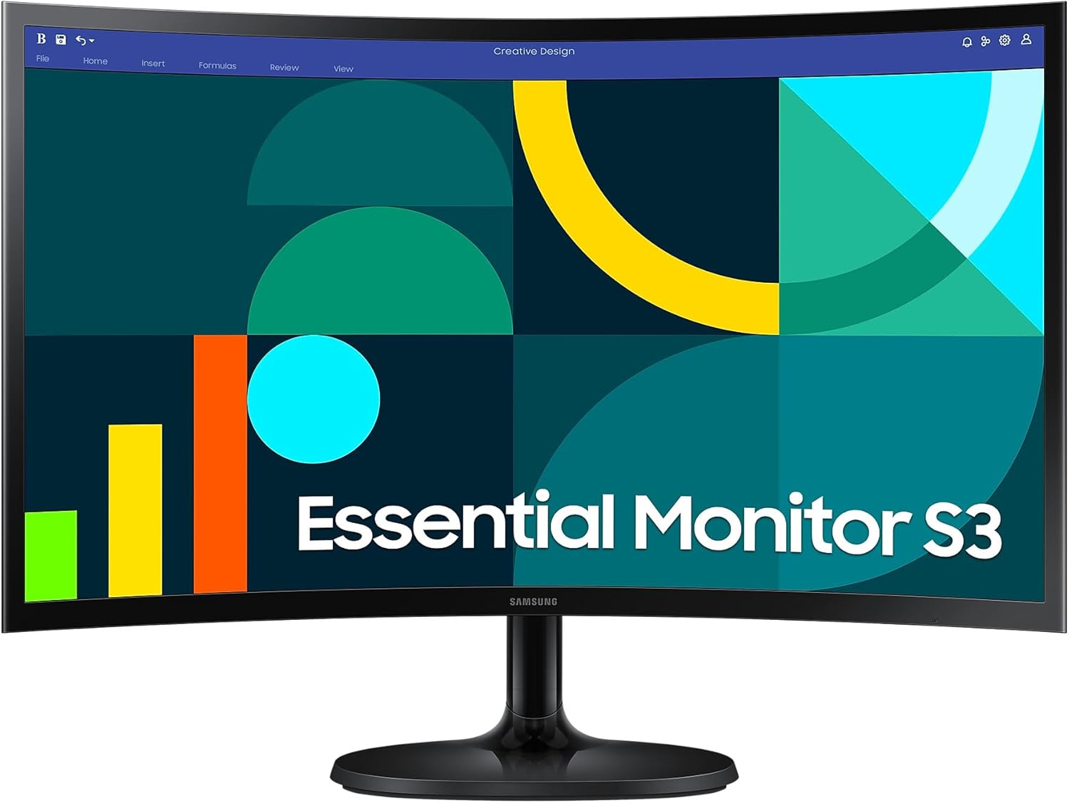 Monitor Profissional Curvo Samsung Essential Monitor S3 S36GD S24D364GAU/ 24"/ Full HD/ Preto