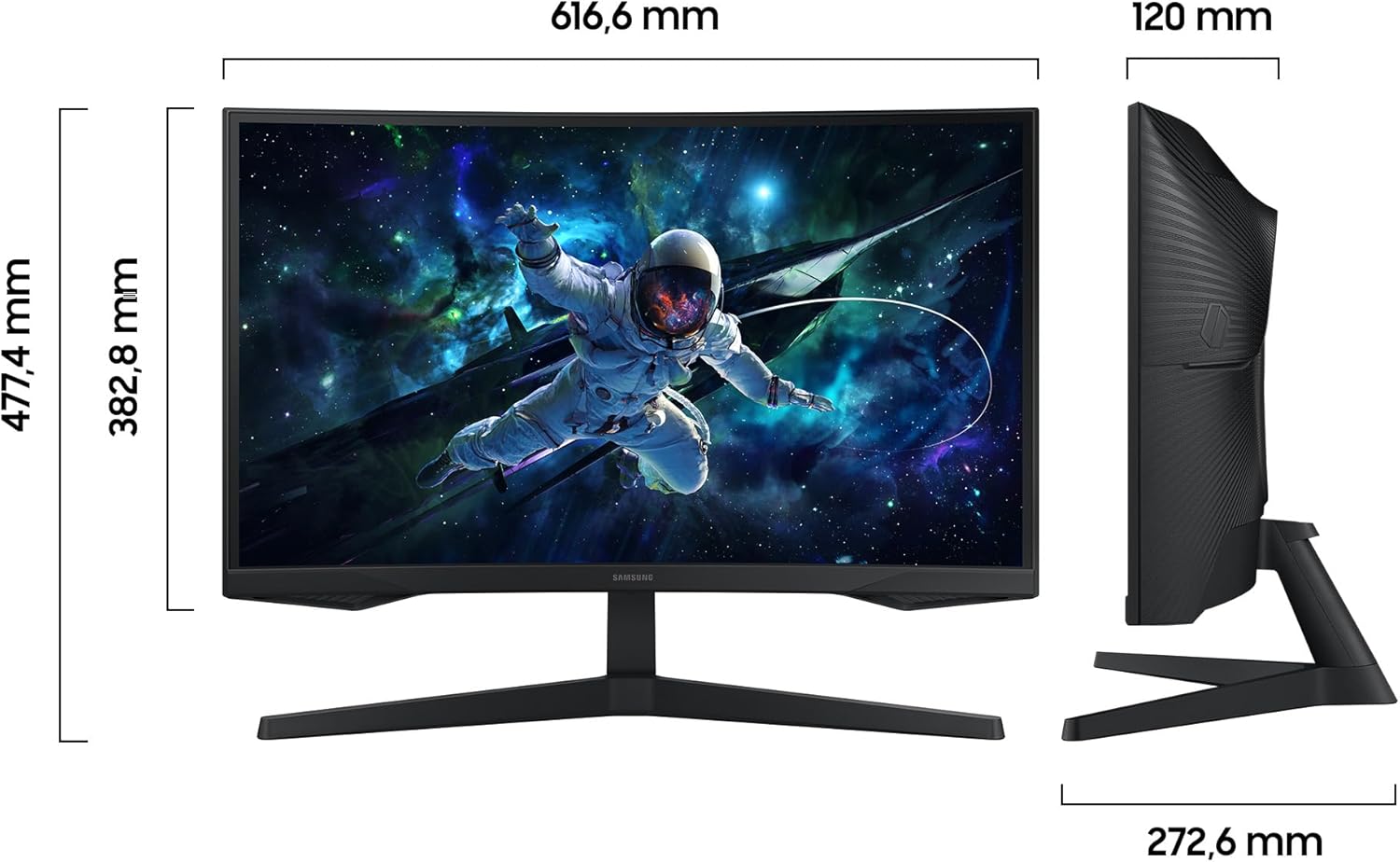 Monitor Gaming Curvo Samsung Odyssey G5 S27CG554EU 27"/ QHD/ 1ms/ 165Hz/ VA/ Preto - Imagem 2