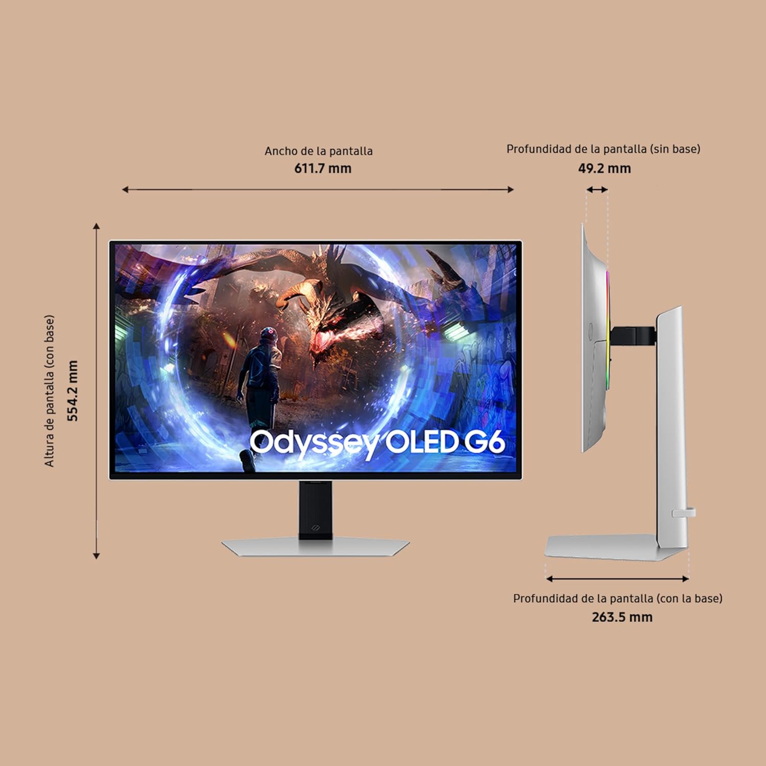 Monitor Gaming Samsung G6 Odyssey OLED S27DG602SU 27"/ QHD/ 0.03ms/ 360Hz/ Ajustável em Altura/ Prata - Imagem 5
