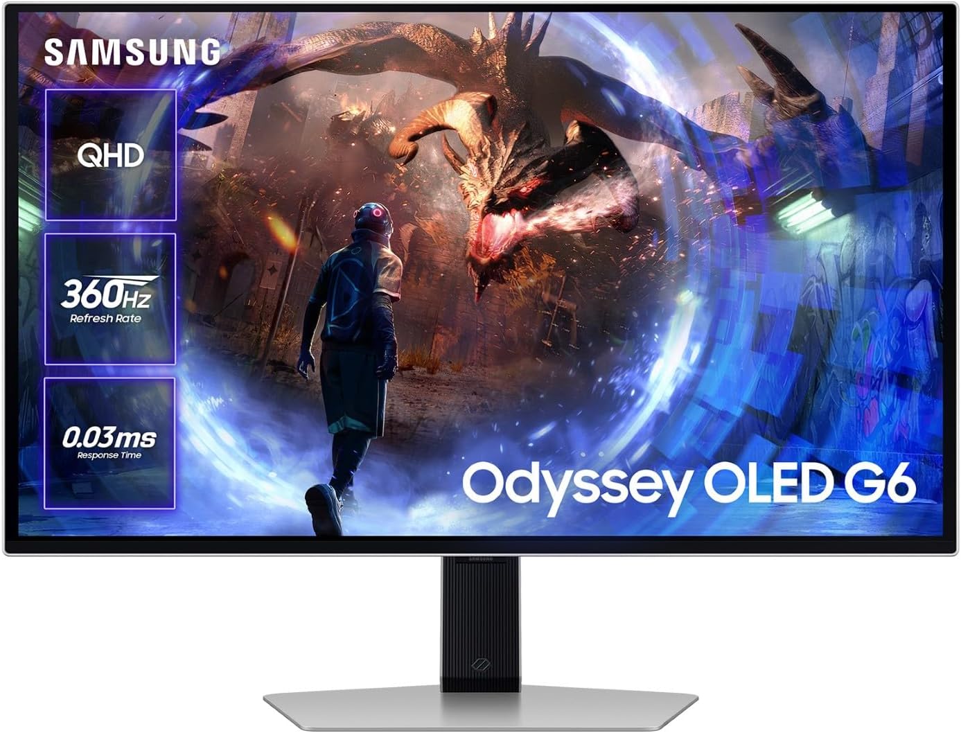 Monitor Gaming Samsung G6 Odyssey OLED S27DG602SU 27"/ QHD/ 0.03ms/ 360Hz/ Ajustável em Altura/ Prata