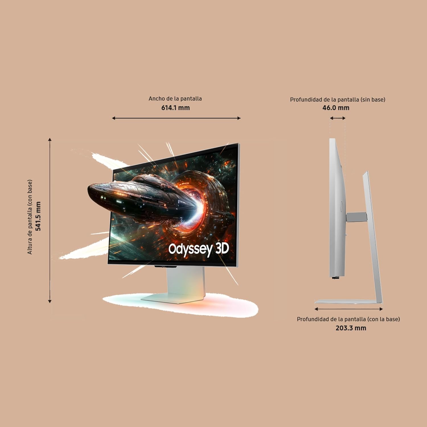 Monitor Gaming Samsung Odyssey 3D G90XF S27FG904XU 27"/ 4K/ 1ms/ 165Hz/ 3D/ Multimédia/ Ajustável em altura/ Prata - Imagem 5