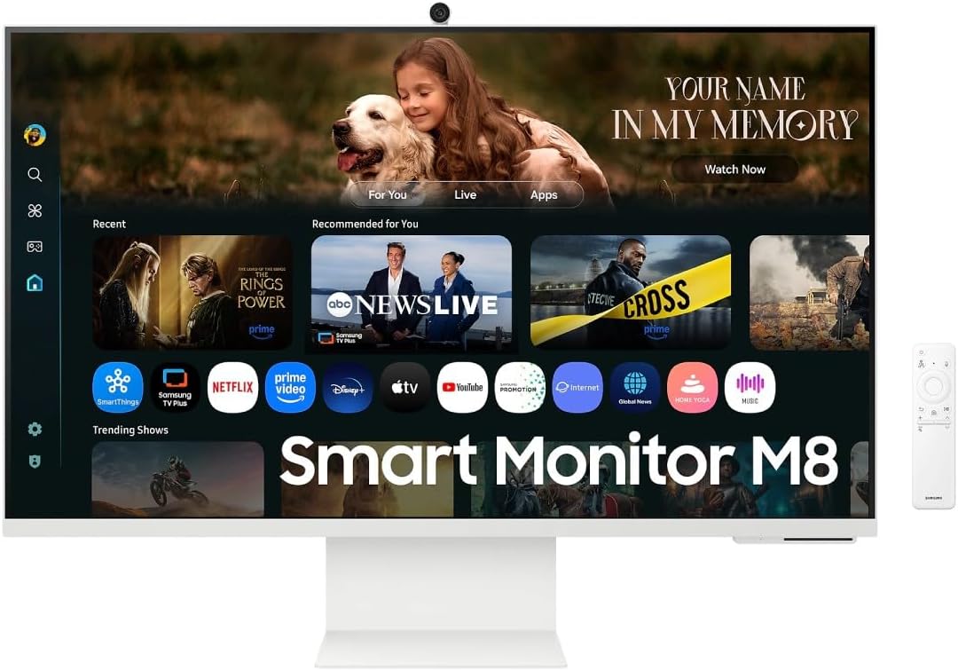 Smart Monitor Samsung M8 M80F S32FM801UU 32"/ 4K/ Multimédia/ Ajustável em Altura/ Smart TV/ Webcam/ Branco