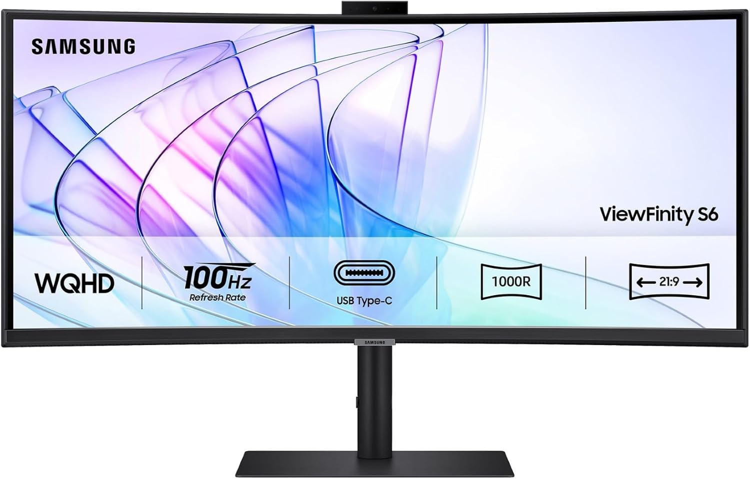 Monitor Profissional Ultra-panorâmico Curvo Samsung ViewFinity S6 S34C652VAU 34"/ UWQHD/ Webcam/ Multimédia/ Regulável em Altura/ Preto