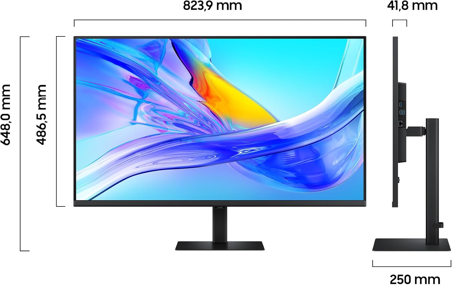 Monitor Samsung ViewFinity S8 S37D804UAU 37" 4K UHD 60Hz HDR10 Regulável em Altura Preto - Imagem 2