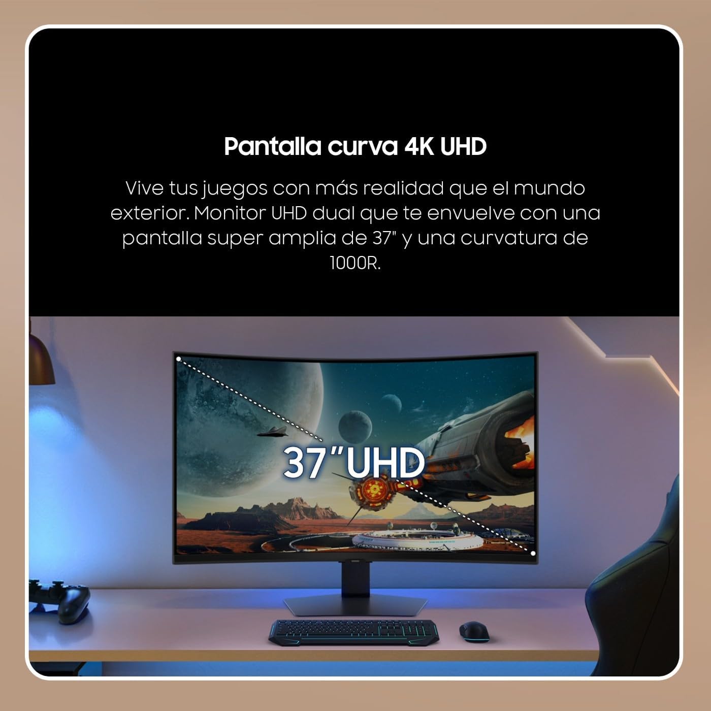 Monitor Gaming Curvo Samsung Odyssey G7 G75F 37" 4K UHD 165Hz 1ms VA HDR600 FreeSync Preto - Imagem 2