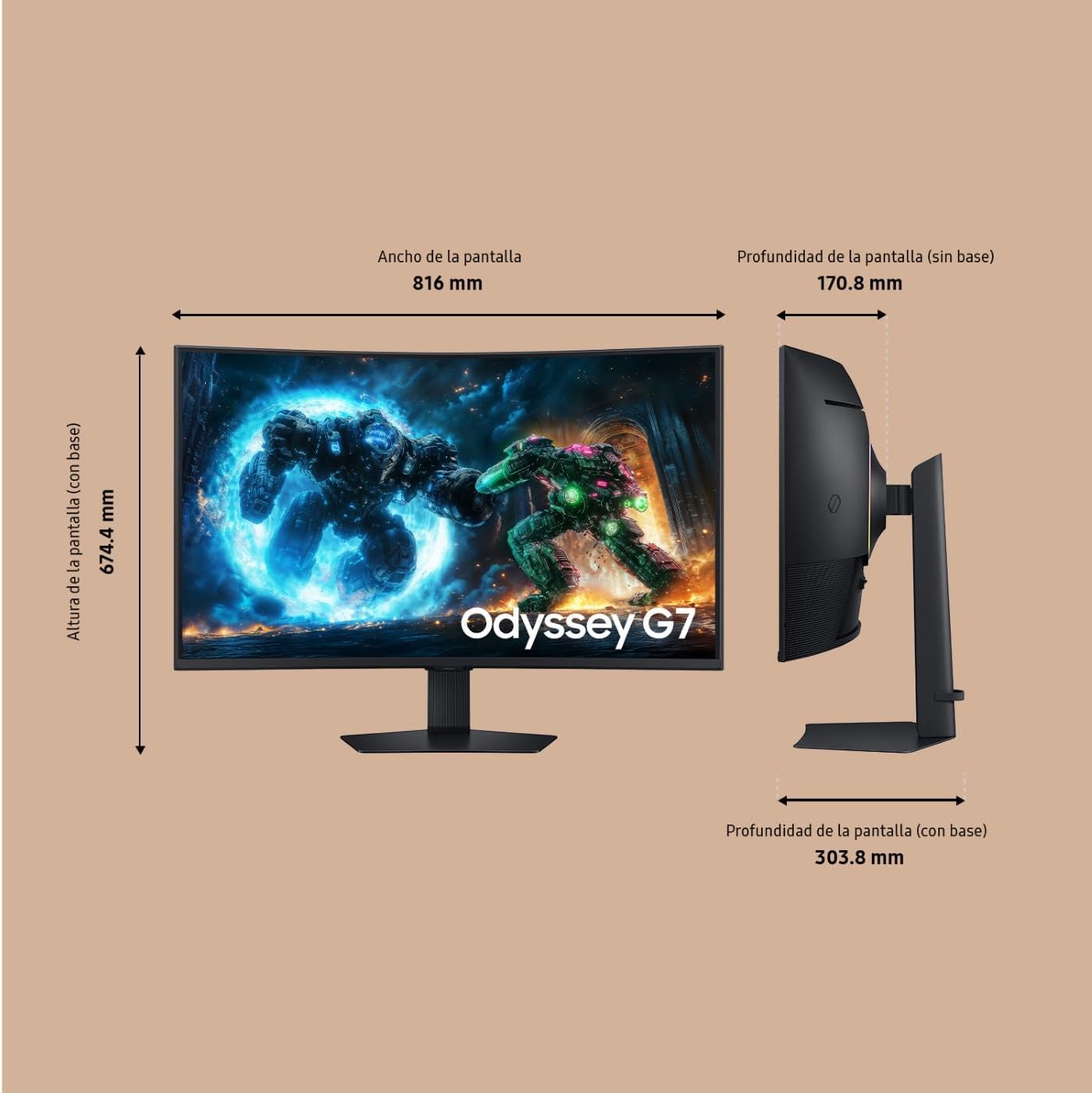 Monitor Gaming Curvo Samsung Odyssey G7 G75F 37" 4K UHD 165Hz 1ms VA HDR600 FreeSync Preto - Imagem 9