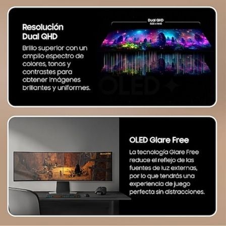 Smart Monitor Gaming Ultrapanorâmico Curvo Samsung Odyssey OLED G9 S49DG950SU 49"/ Dual QHD/ 1ms/ 240Hz/ OLED/ Regulável em altura/ Smart TV/ Prateado - Imagem 2