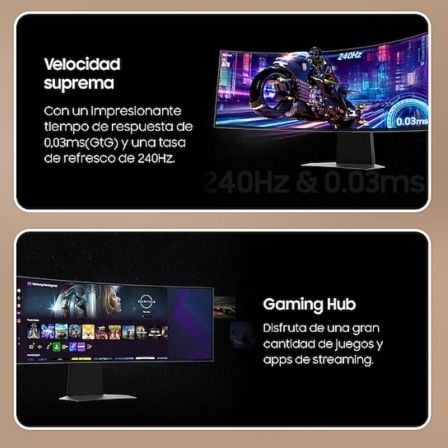Smart Monitor Gaming Ultrapanorâmico Curvo Samsung Odyssey OLED G9 S49DG950SU 49"/ Dual QHD/ 1ms/ 240Hz/ OLED/ Regulável em altura/ Smart TV/ Prateado - Imagem 3