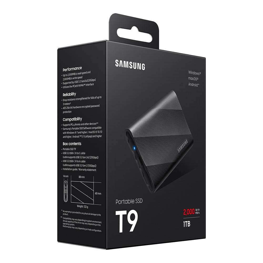 Disco Externo SSD Samsung Portable T9 1TB/ USB 3.2/ Preto - Imagem 12