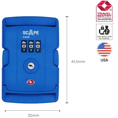 Correia para Mala Scape Travel E0120 com Fecho TSA e Combinação de 3 Dígitos Ajustável até 200cm Azul - Imagem 4
