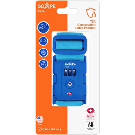 Correia para Mala Scape Travel E0120 com Fecho TSA e Combinação de 3 Dígitos Ajustável até 200cm Azul - Imagem 3