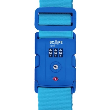 Correia para Mala Scape Travel E0120 com Fecho TSA e Combinação de 3 Dígitos Ajustável até 200cm Azul