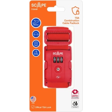 Correia para Mala Scape Travel com Combinação TSA Ajustável até 200cm Vermelha - Imagem 3