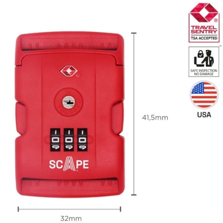 Correia para Mala Scape Travel com Combinação TSA Ajustável até 200cm Vermelha - Imagem 4