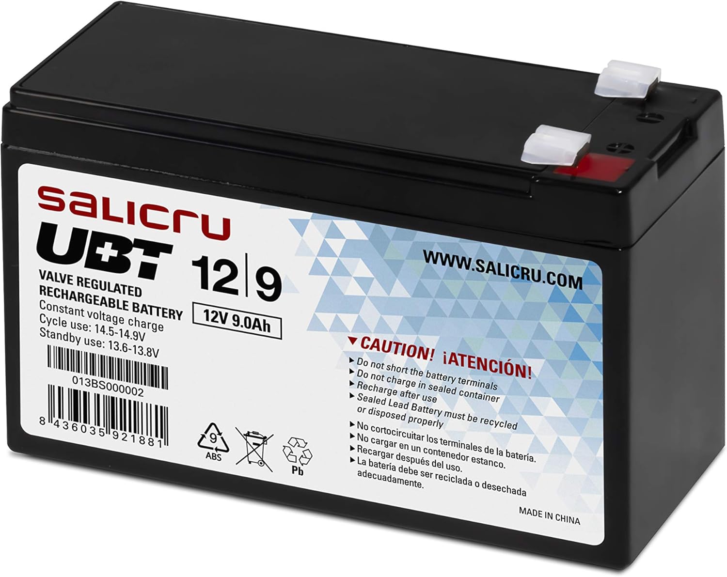Bateria Salicru UBT 12/9 compatível com SAI Salicru segundo especificações