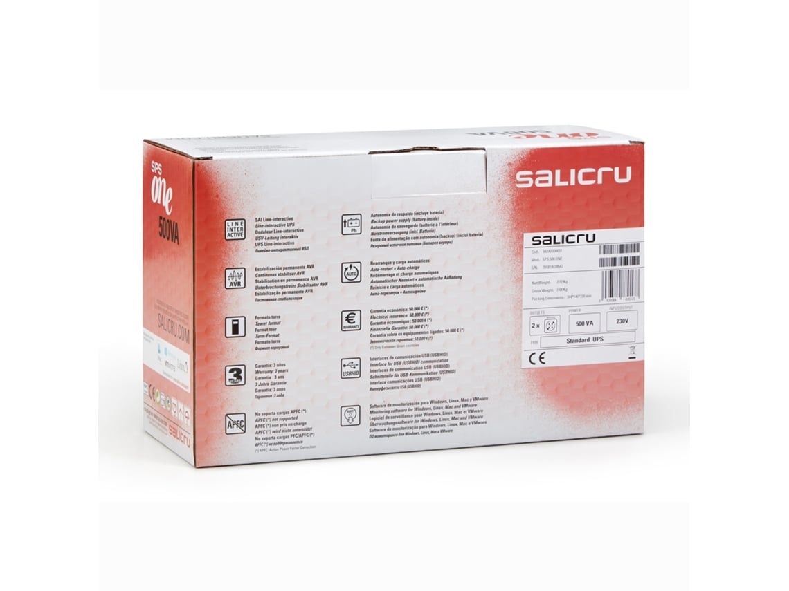 UPS Linha Interactiva Salicru SPS 700 ONE IEC/ 700VA-360W/ 4 Saídas/ Formato Torre - Imagem 5
