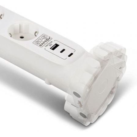 Régua com interruptor Salicru SAFE 5S+/ 4 Tomadas de corrente/ 1 Master/ 2 USB Tipo-C/ 1 USB/ Cabo 1.4m/ Branca - Imagem 3