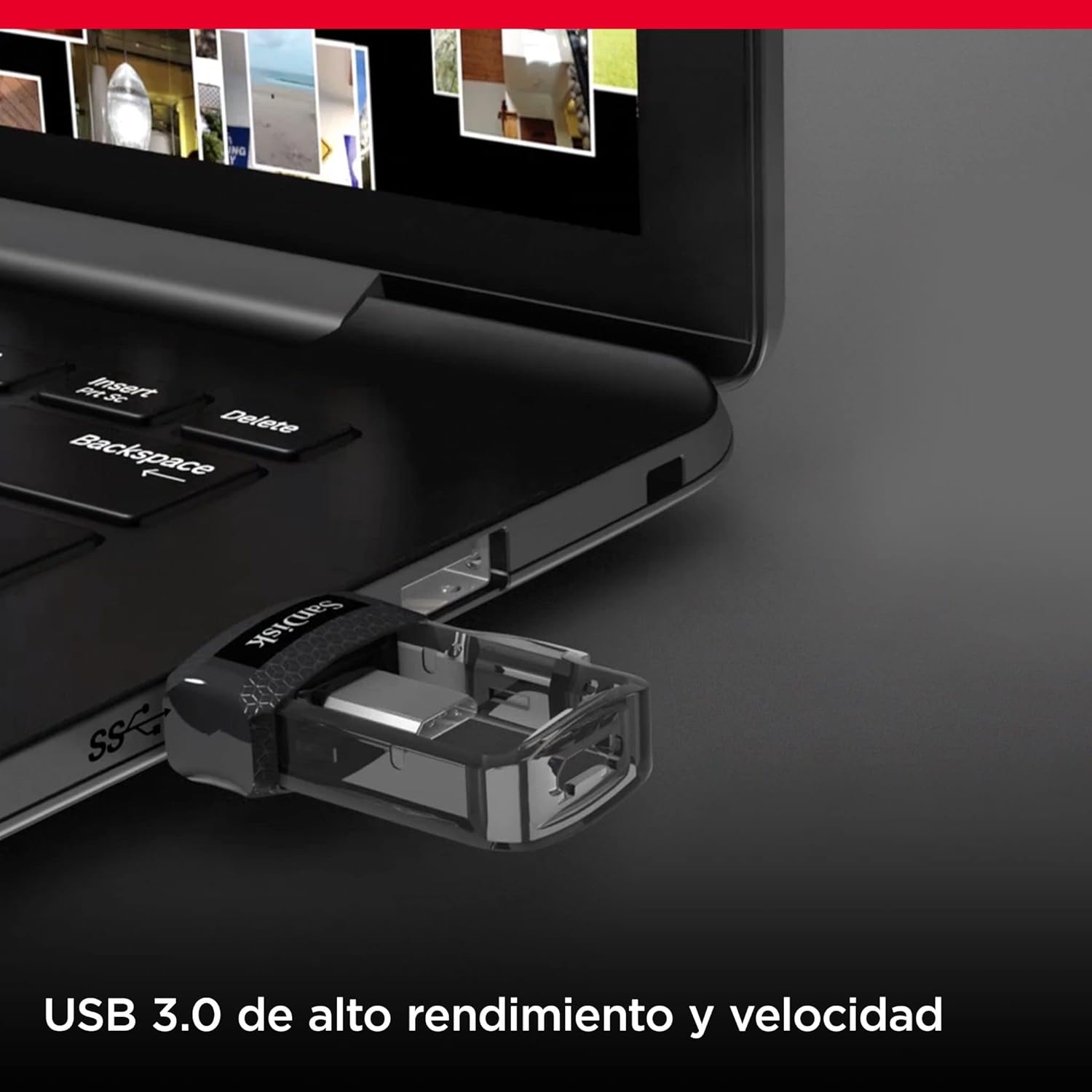Pendrive 64GB SanDisk Dual m3.0 Ultra USB 3.0/ MicroUSB - Imagem 3