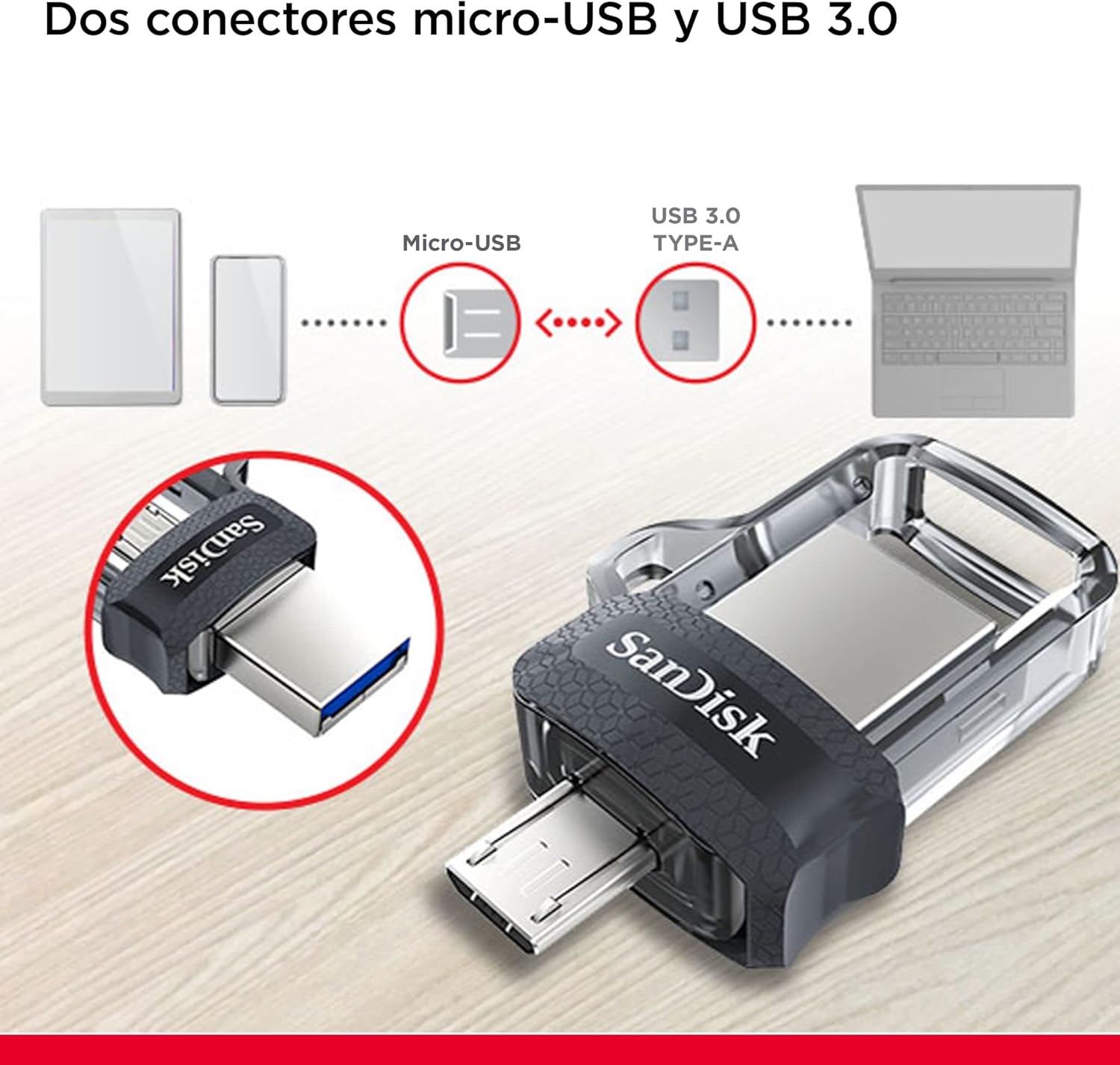Pendrive 64GB SanDisk Dual m3.0 Ultra USB 3.0/ MicroUSB - Imagem 6