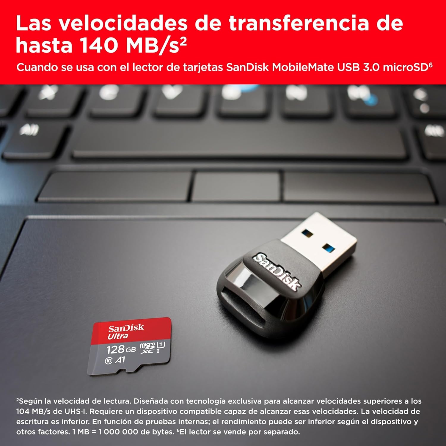 Cartão de Memória SanDisk Ultra 128GB microSD XC com Adaptador/ Classe 10/ 140MBs - Imagem 3
