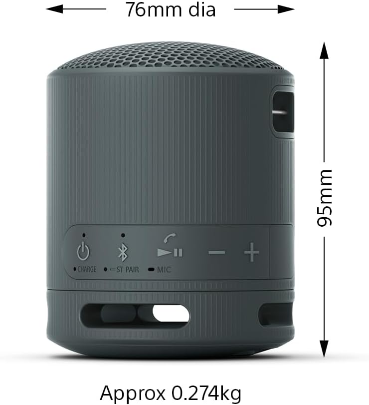 Coluna Portátil com Bluetooth Sony XB100/ 2.0/ Cinzento Claro - Imagem 2