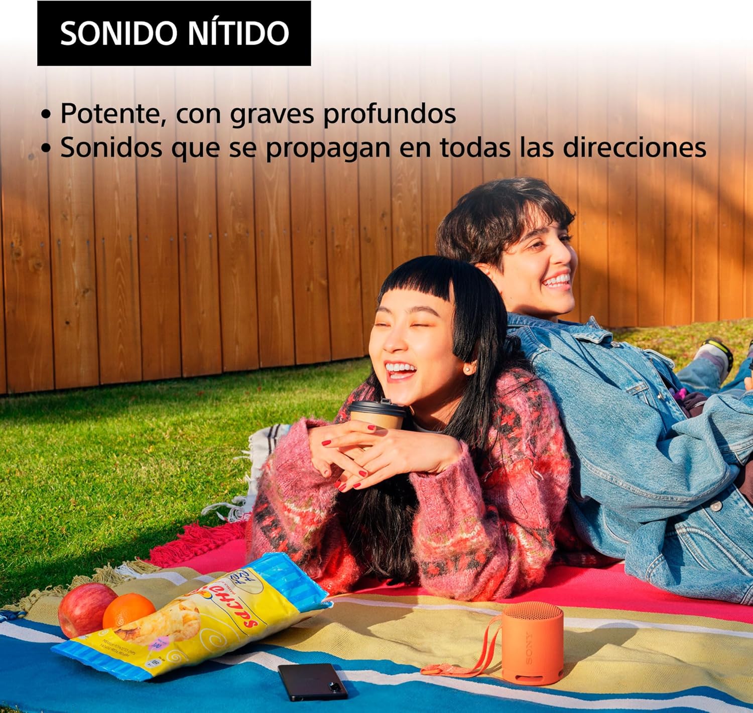 Coluna Portátil com Bluetooth Sony XB100/ 2.0/ Laranja - Imagem 3