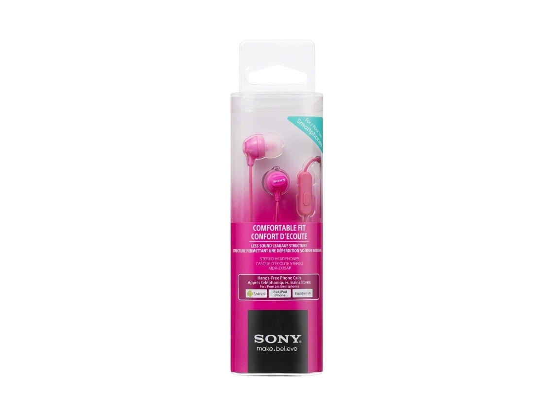 Auriculares Intrauditivos Sony MDR-EX15APPI/ com Microfone/ Jack 3.5/ Rosa - Imagem 5