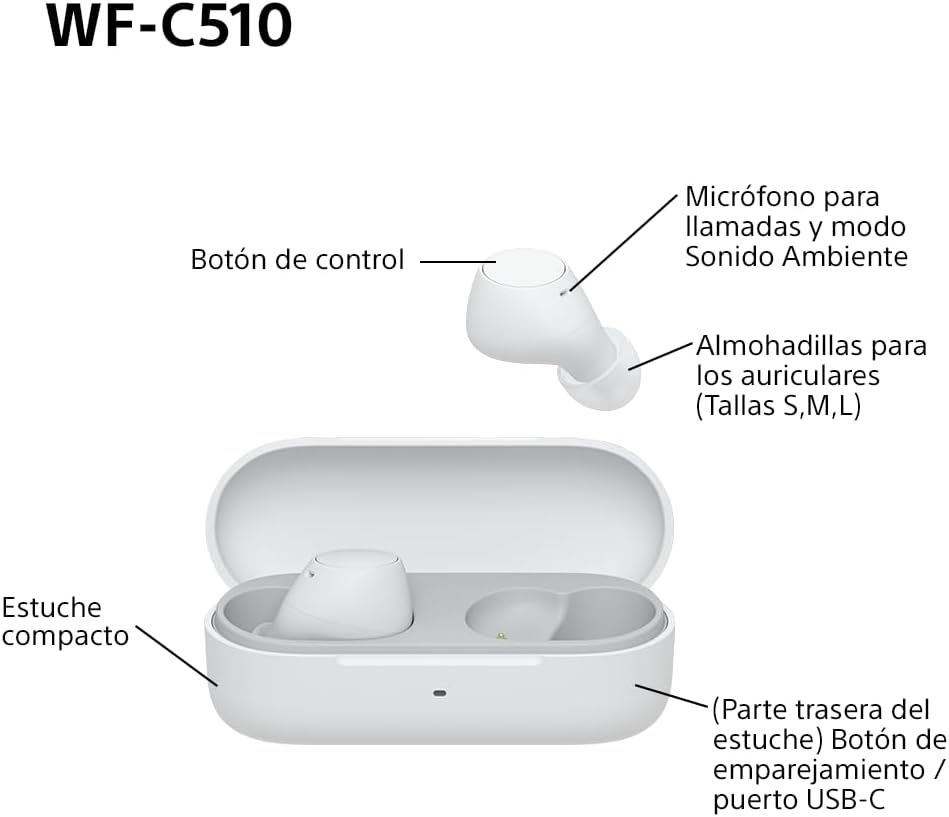 Auscultadores Bluetooth Sony WF-C510 com estojo de carregamento/ Autonomia 5h/ Brancos - Imagem 15