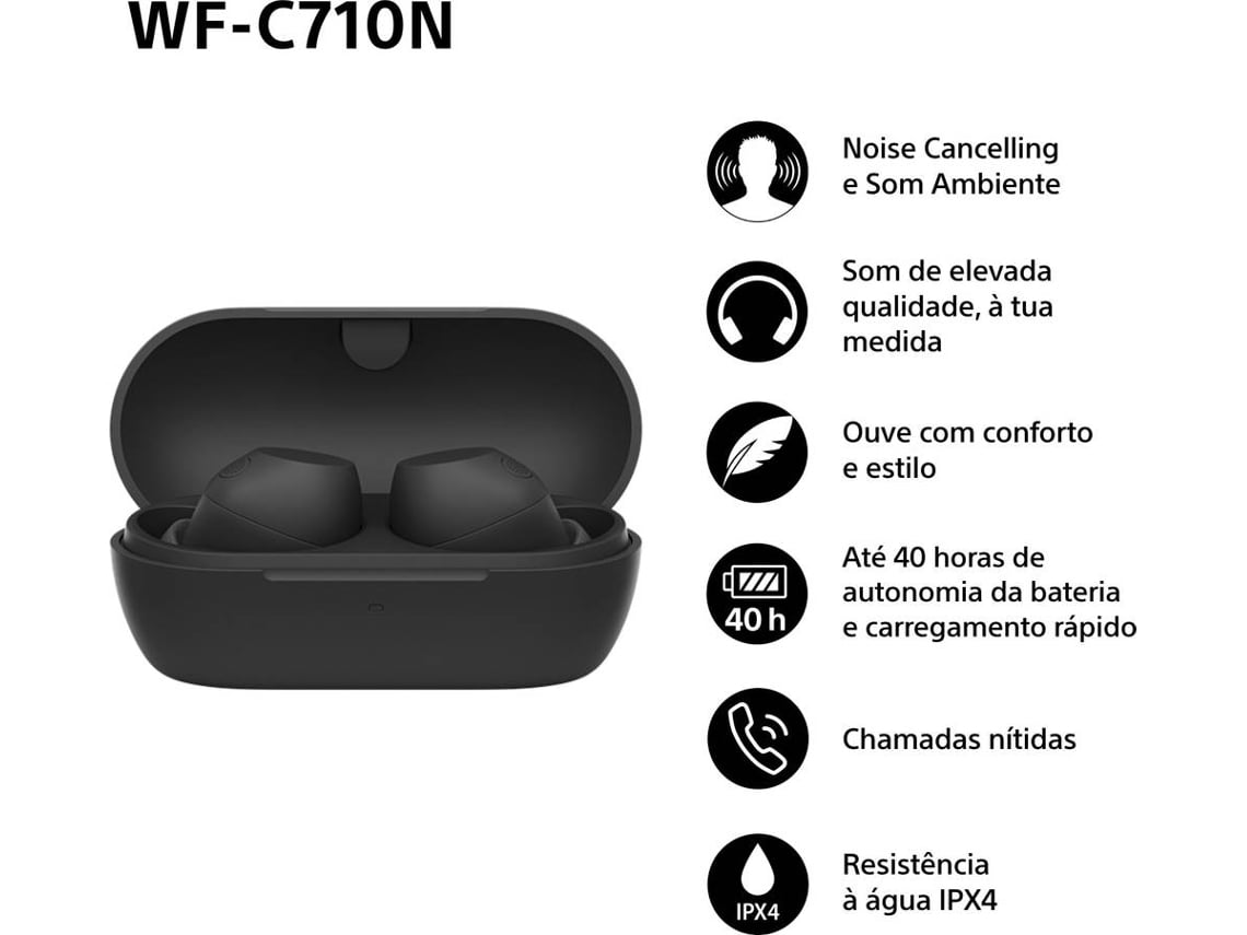 Auriculares Bluetooth Sony WF-C710N com estojo de carregamento/ Autonomia 12h/ Pretos - Imagem 7