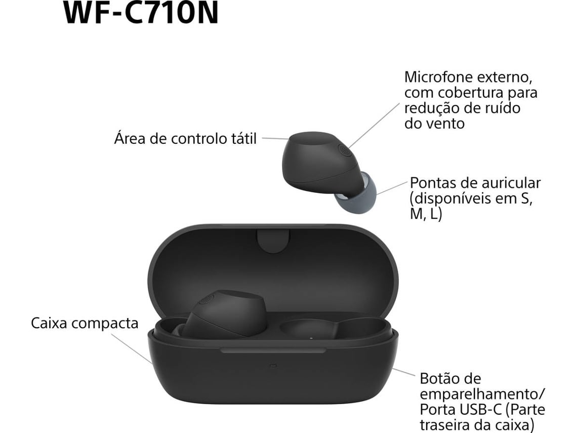 Auriculares Bluetooth Sony WF-C710N com estojo de carregamento/ Autonomia 12h/ Pretos - Imagem 15