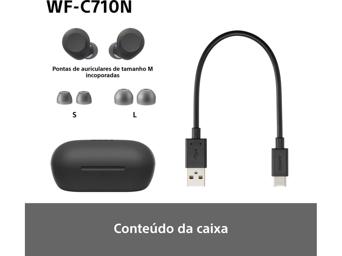 Auriculares Bluetooth Sony WF-C710N com estojo de carregamento/ Autonomia 12h/ Pretos - Imagem 16
