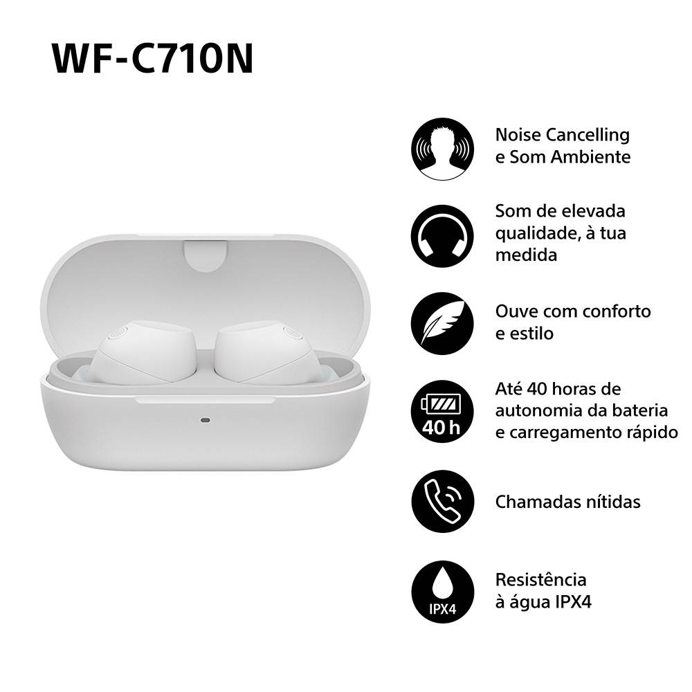 Auscultadores Bluetooth Sony WF-C710N com estojo de carregamento/ Autonomia 12h/ Brancos - Imagem 2