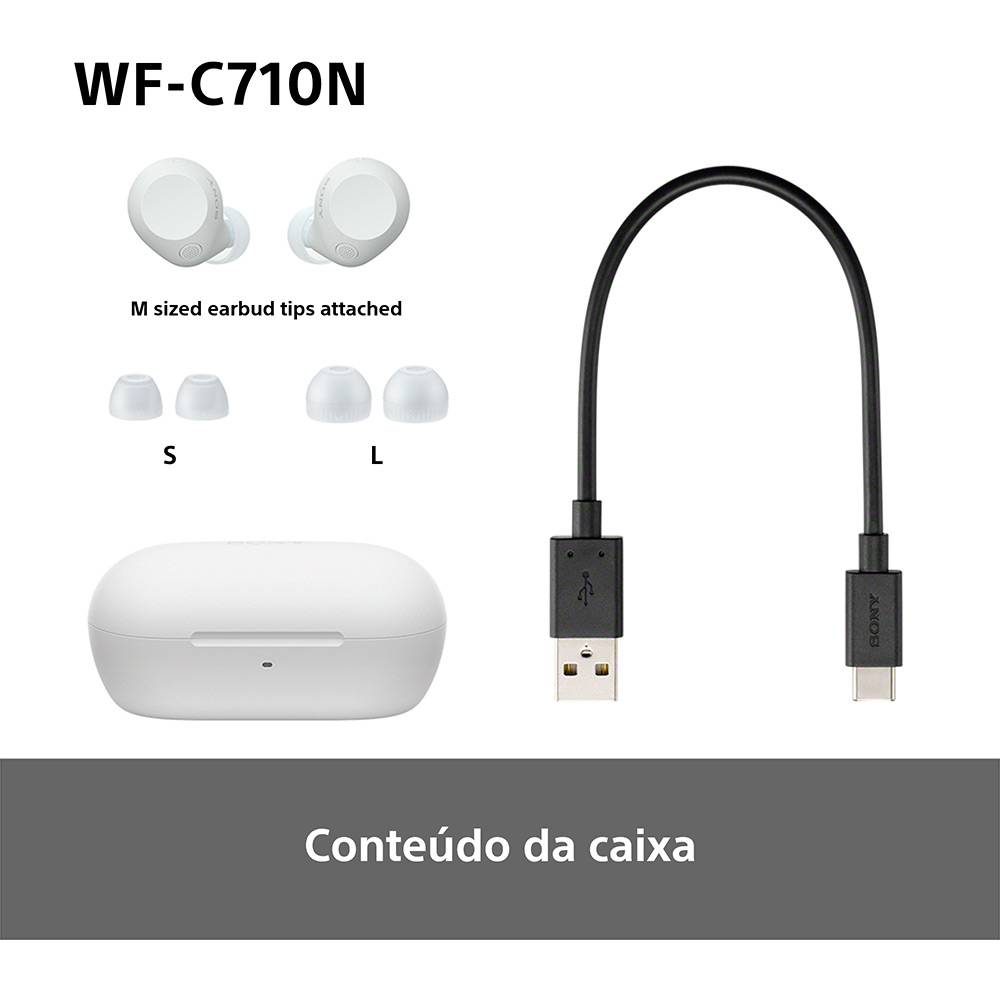 Auscultadores Bluetooth Sony WF-C710N com estojo de carregamento/ Autonomia 12h/ Brancos - Imagem 11