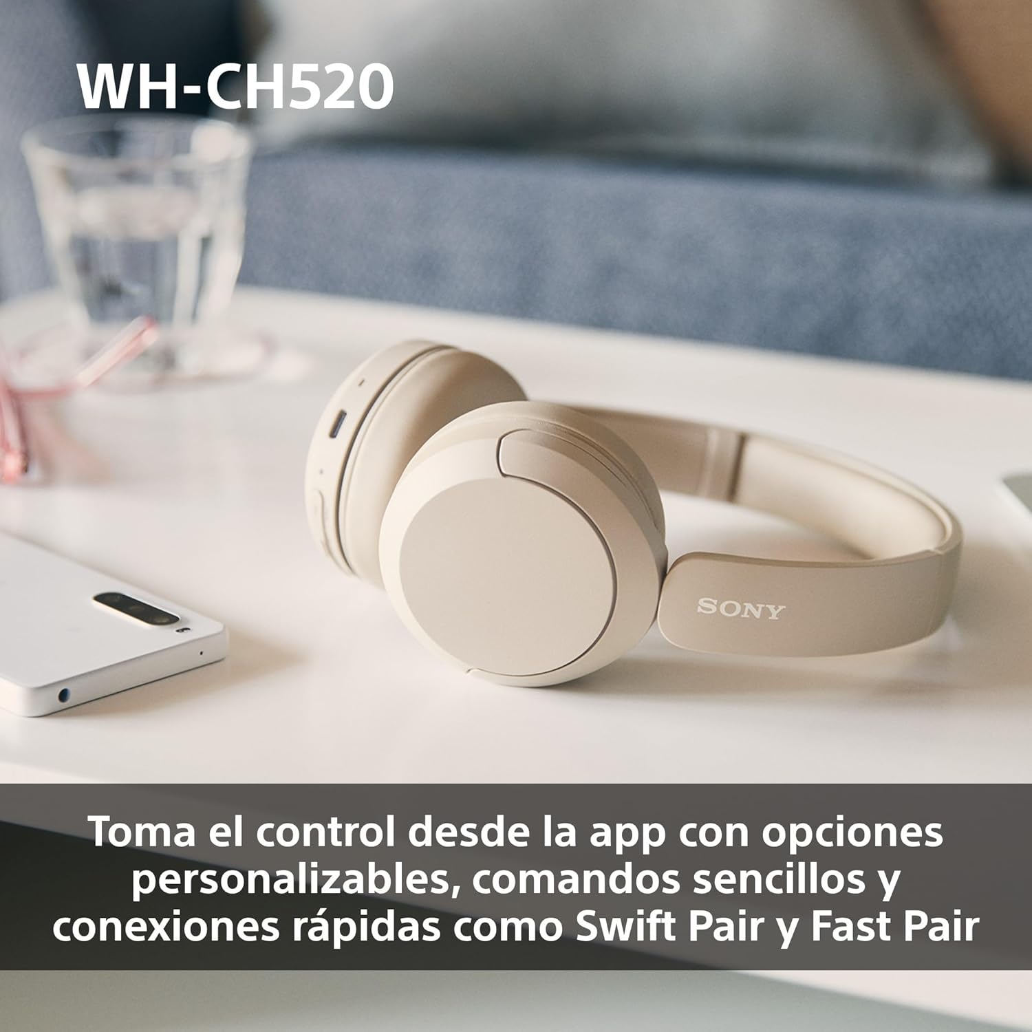 Auriculares Sem Fios Sony WH-CH520/ com Microfone/ Bluetooth/ Bege - Imagem 7
