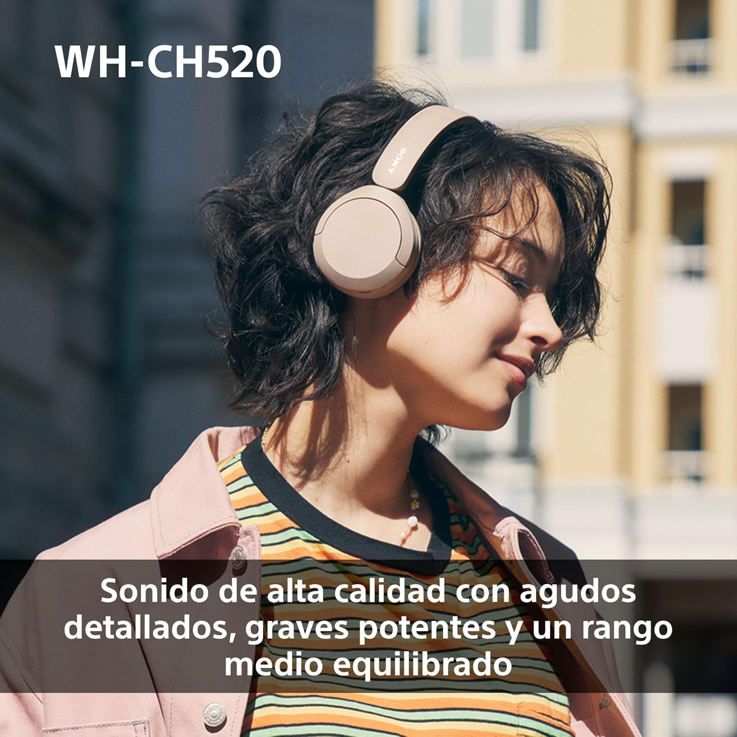 Auriculares Sem Fios Sony WH-CH520/ com Microfone/ Bluetooth/ Bege - Imagem 3